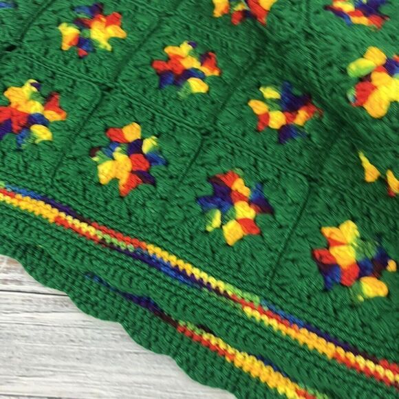 Vintage Rainbow Granny Square Thick Afghan Blanket Crochet 59" x 47" Roseanne - Picture 5 of 12
